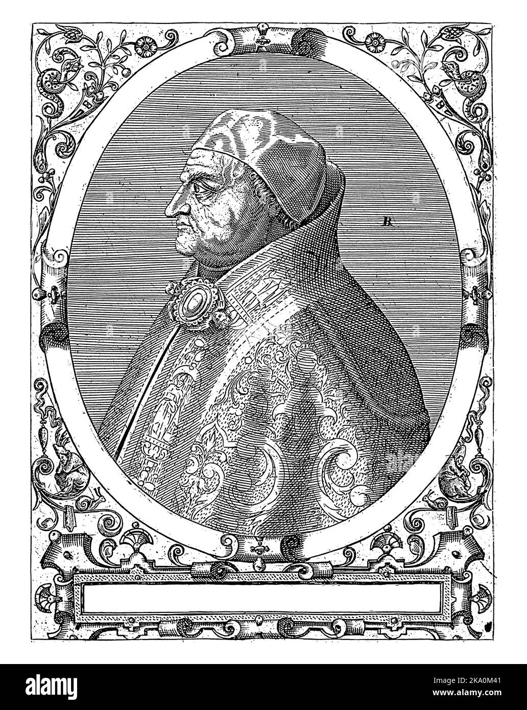 Portrait du Pape Pie II, Robert Boissard, 1597 - 1599 Banque D'Images