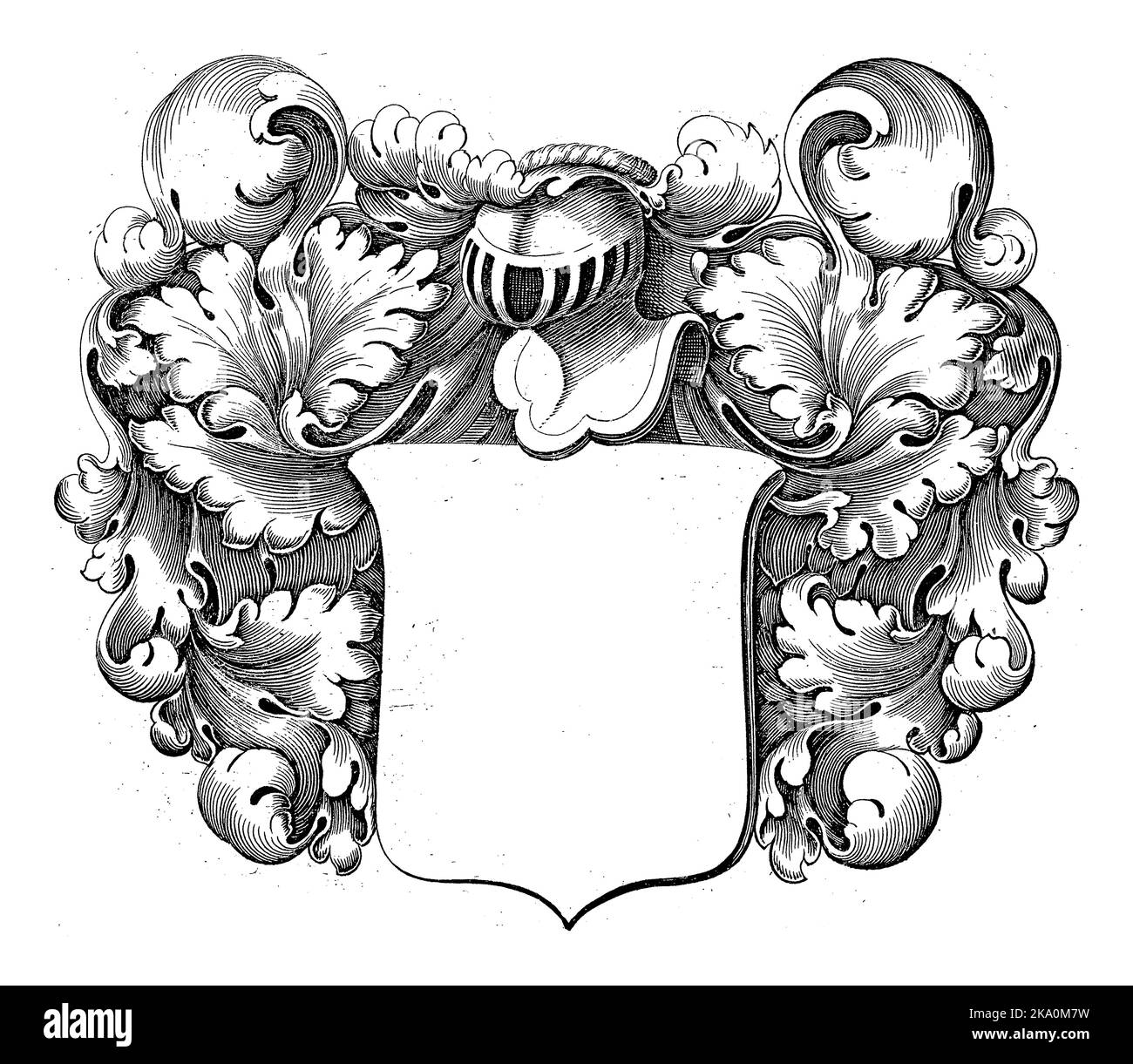 Blason surmonté d'un casque, Michiel le Bnon (attribué à), c. 1600 - c. 1699 Banque D'Images