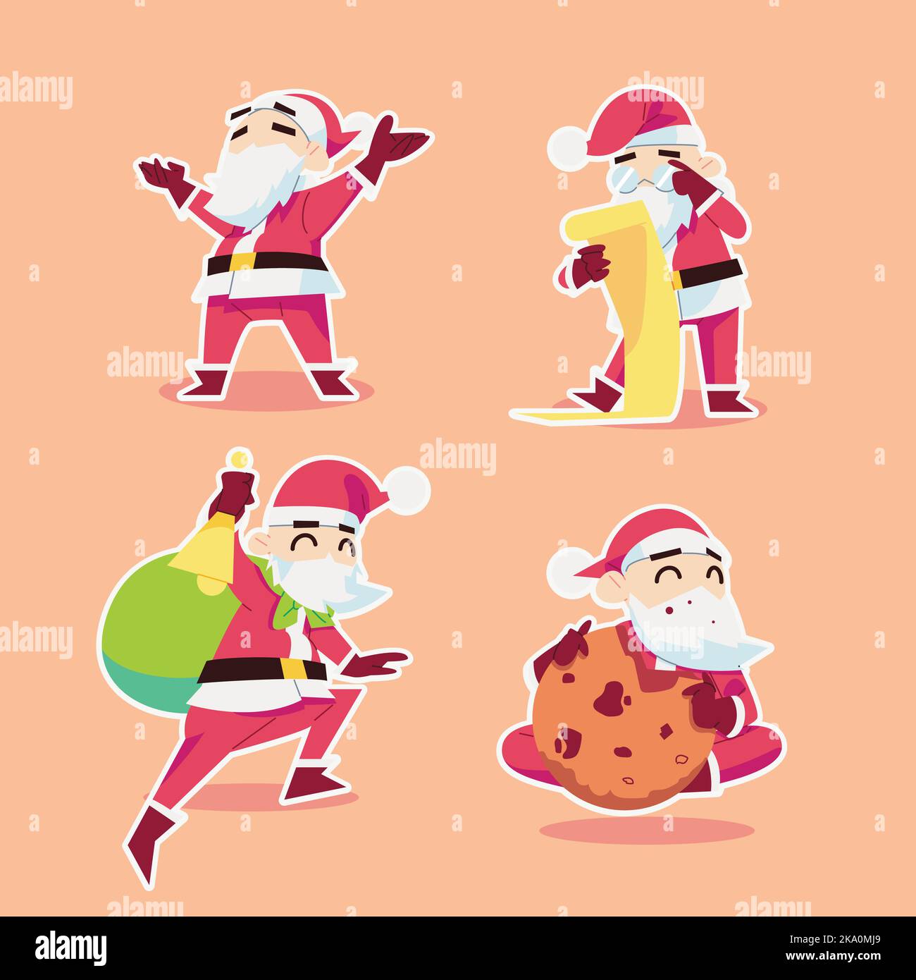 Ce que Santa Clause fait la veille de Noël dans un style plat Illustration de Vecteur