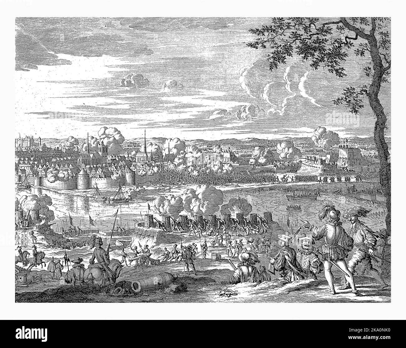 Siège et cimage de la tombe par le duc de Parme, 1586, Jan Luyken, 1680 - 1681 Siege et cimage de la tombe par le duc de Parme, 6 juin 1586. Banque D'Images