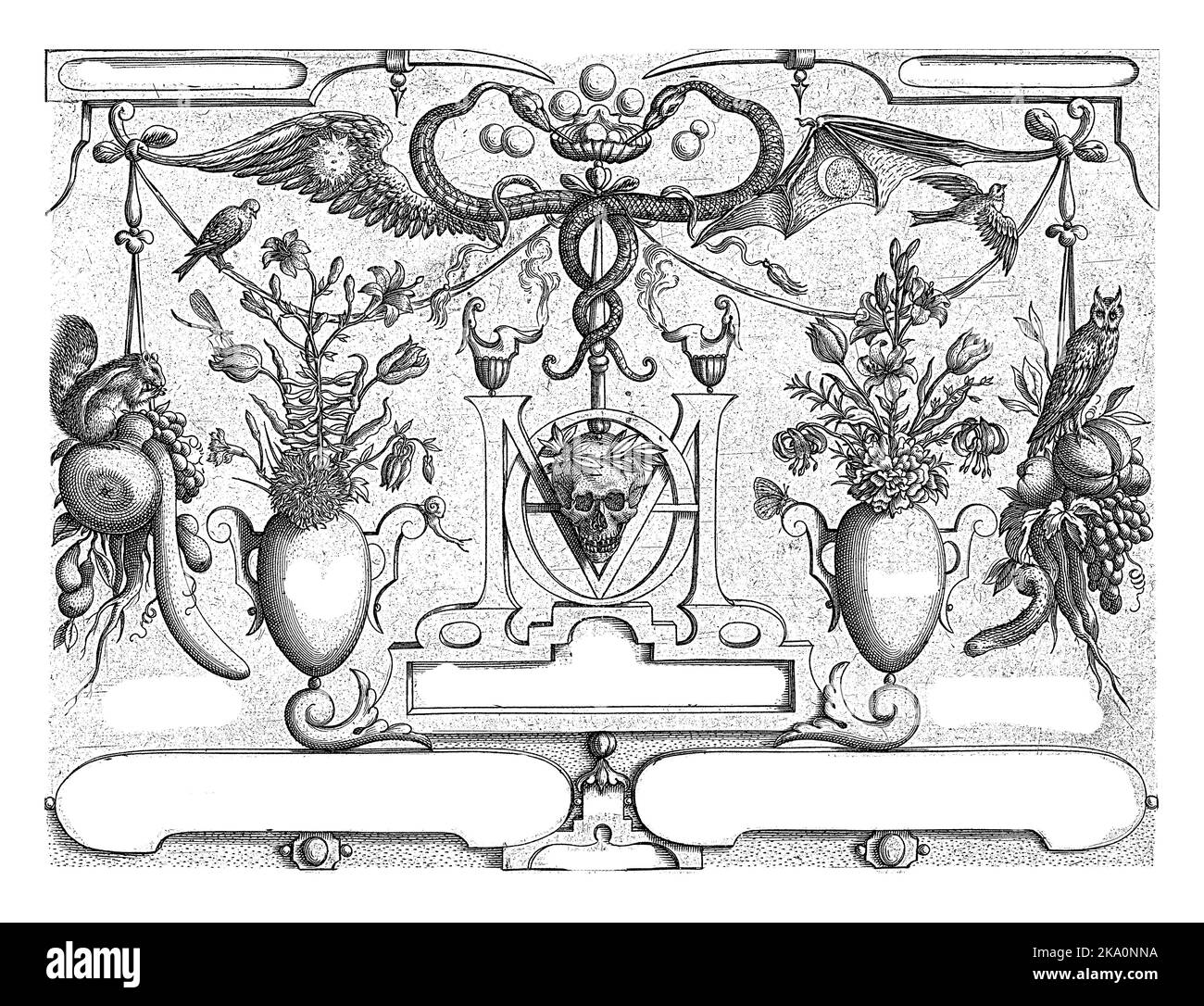 Quatrième titre de la série de 48 imprimés et quatre titres représentant des animaux (principalement des insectes), des plantes (principalement des fleurs) et des fruits Banque D'Images
