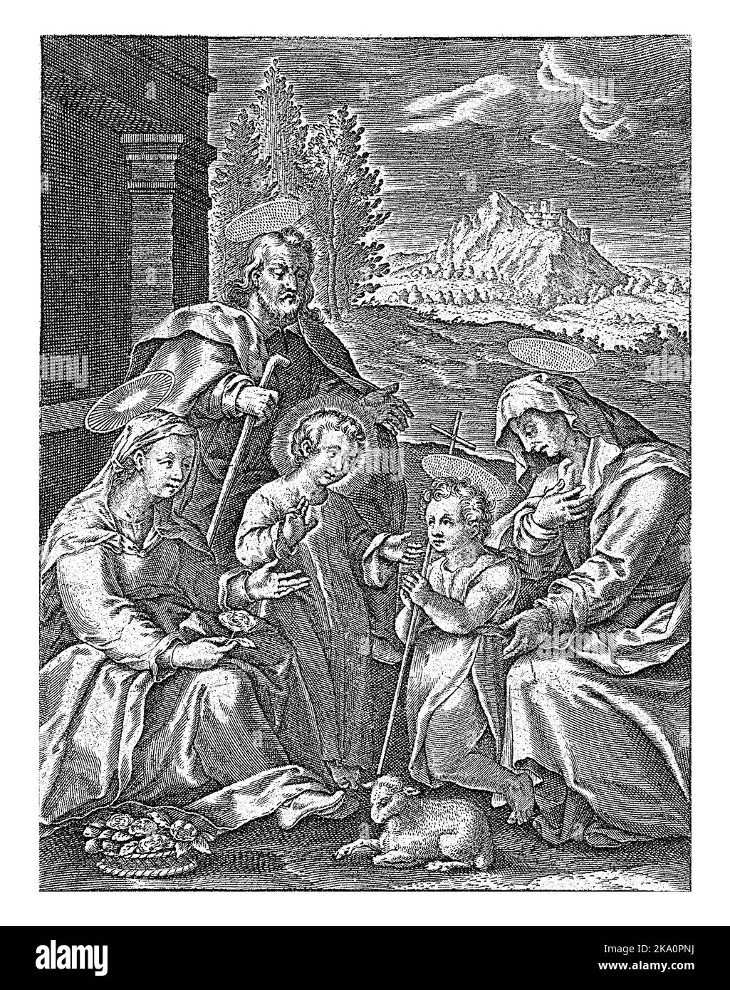 Sainte famille avec Jean-Baptiste comme enfant et Sainte Elisabeth, Joannes Galle, 1626 - c. 1676 la Sainte famille avec Jean-Baptiste et sa mère Elisa Banque D'Images Sainte famille avec Jean-Baptiste comme enfant et Sainte Elisabeth, Joannes Galle, 1626 - c. 1676 la Sainte famille avec Jean-Baptiste et sa mère Elisa Banque D'Images