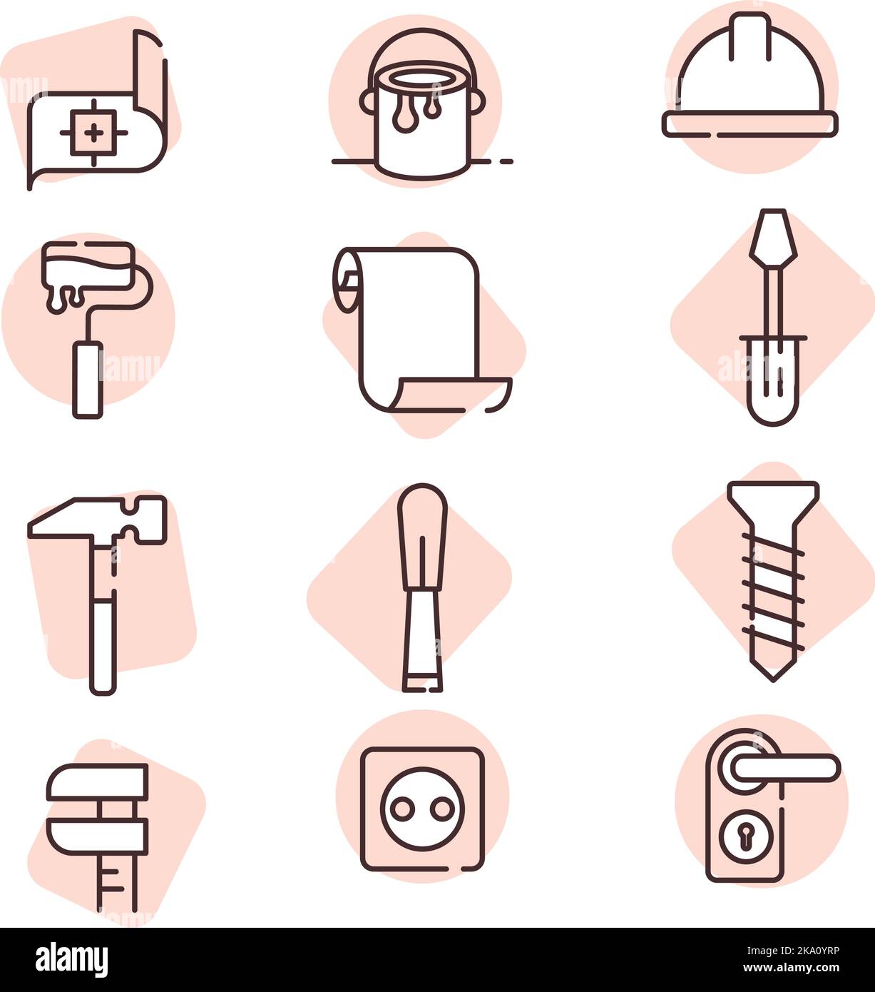 Équipement de l'industrie de la construction; illustration ou icône; vecteur sur fond blanc. Illustration de Vecteur