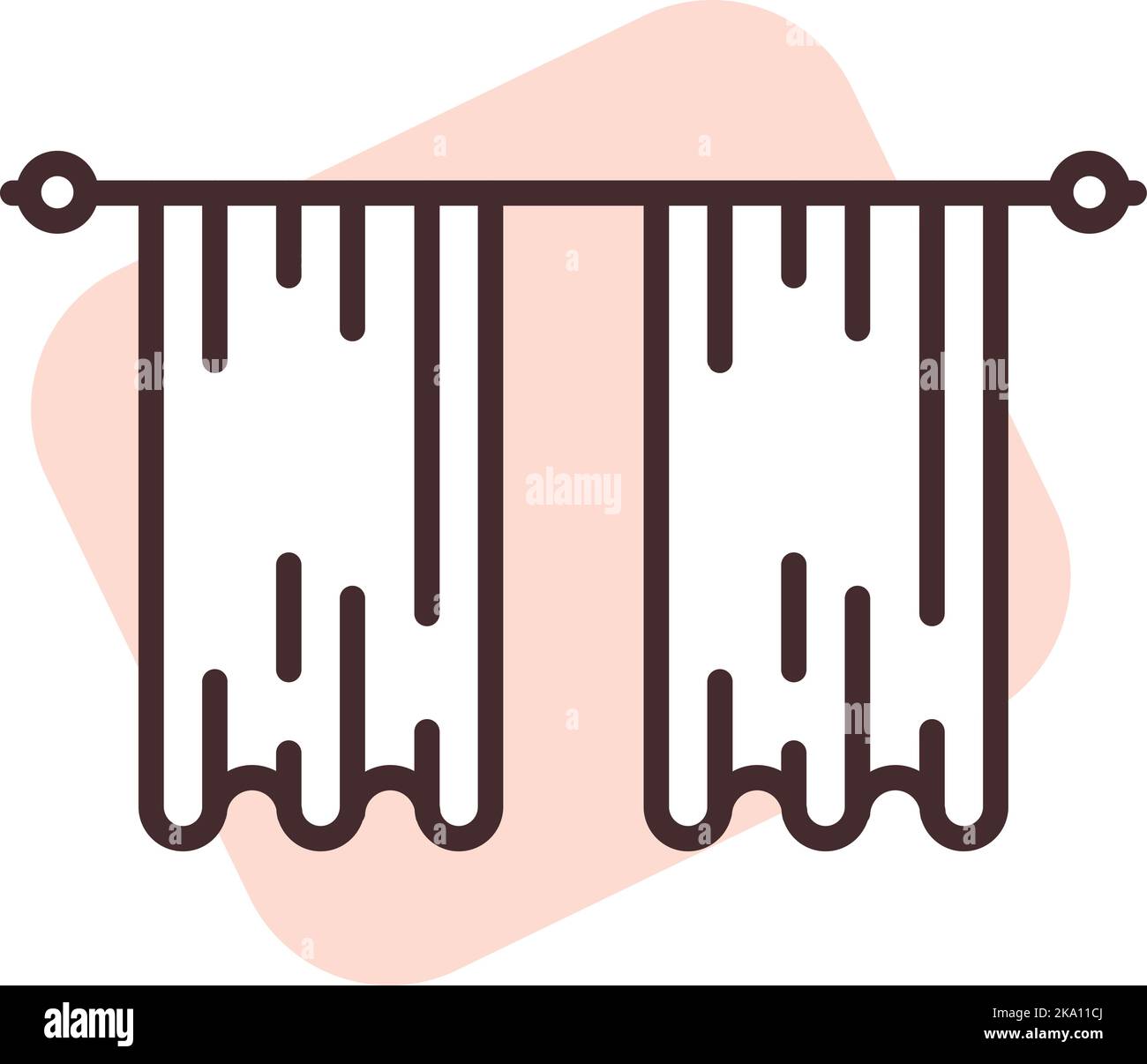 Rideau de fenêtre textile domestique, illustration ou icône, vecteur sur fond blanc. Illustration de Vecteur