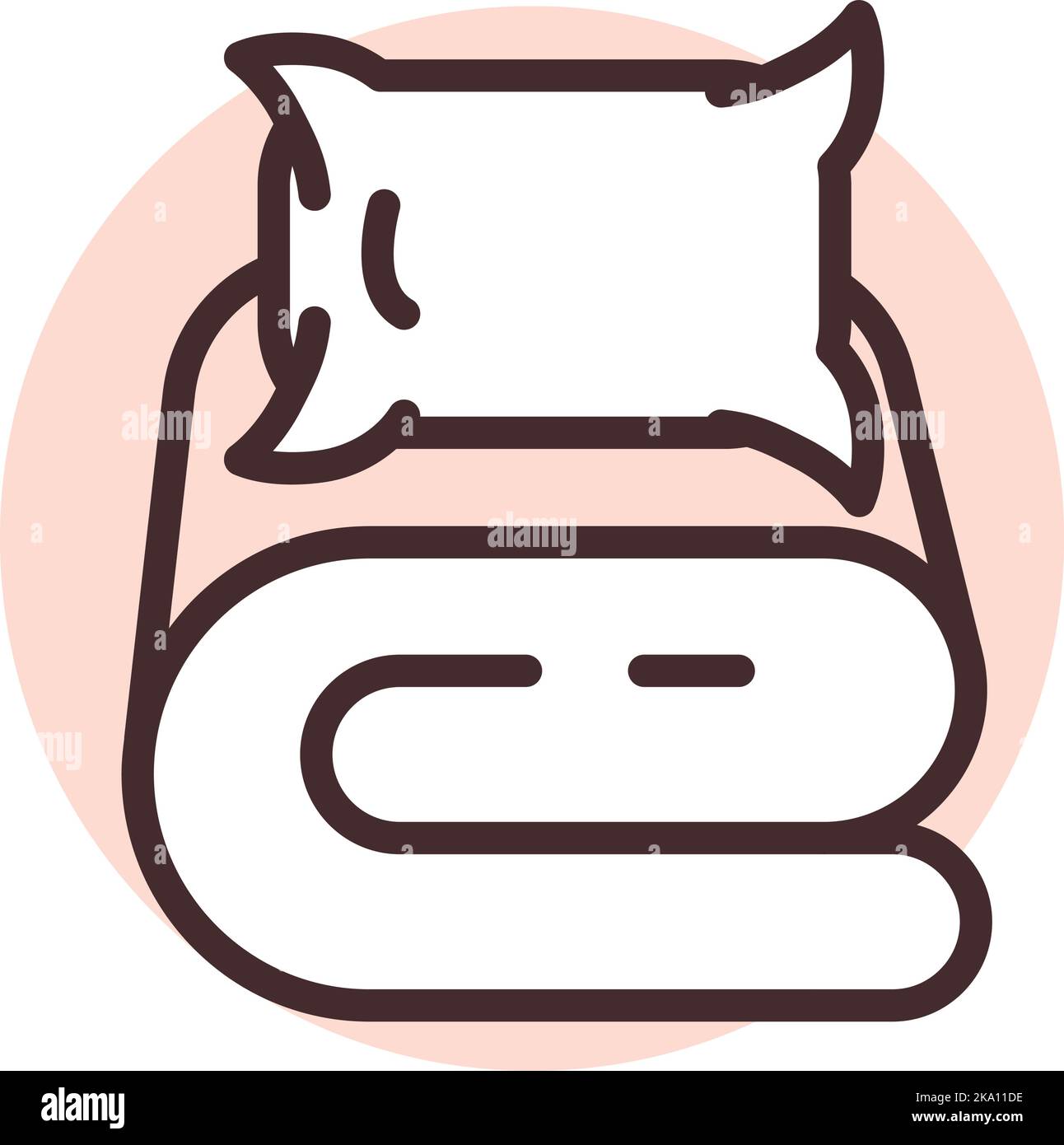 Couverture et oreiller en tissu domestique, illustration ou icône, vecteur sur fond blanc. Illustration de Vecteur