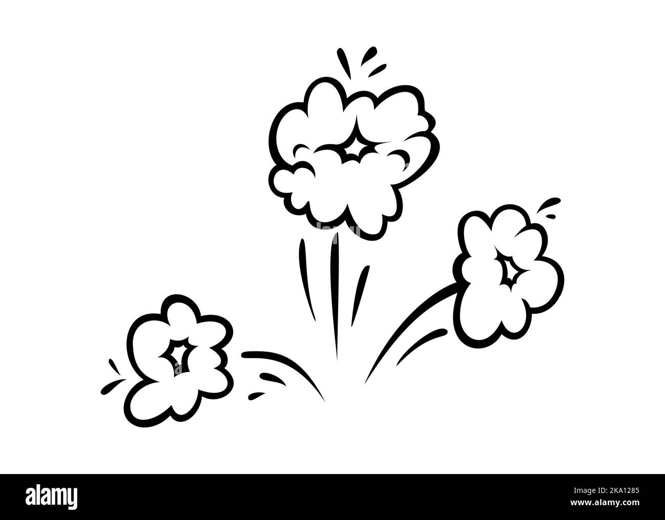 Nuages effet rampe bande dessinée. Jeu de bulles d'explosion et de fumée. Illustration vectorielle isolée sur fond blanc Illustration de Vecteur