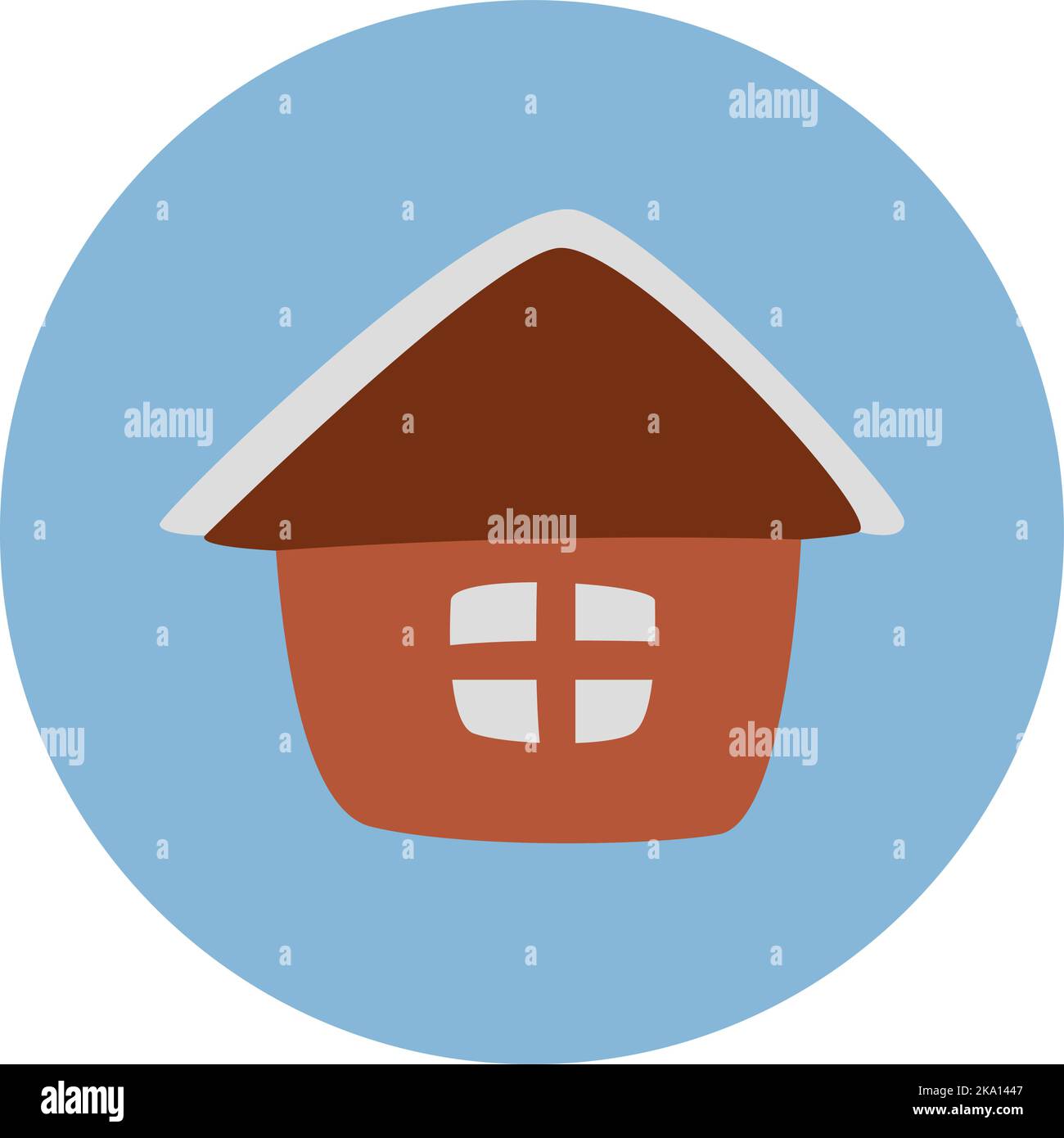 Maison de vie rurale, illustration ou icône, vecteur sur fond blanc. Illustration de Vecteur