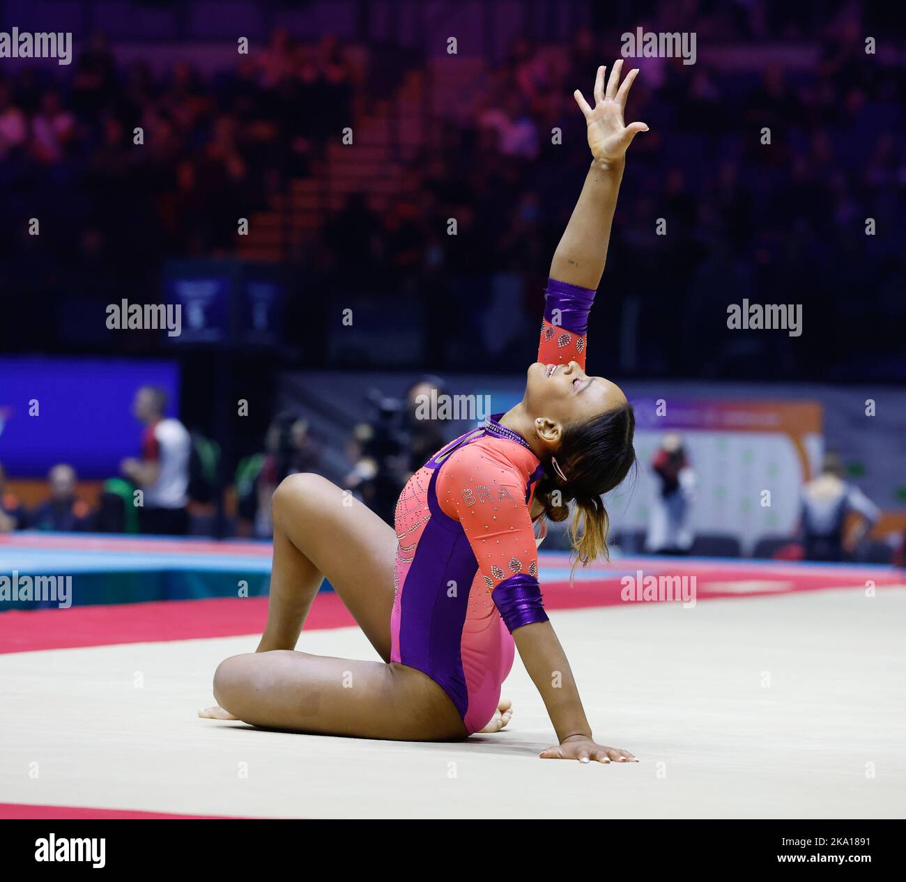 Liverpool, Royaume-Uni. 30th octobre 2022, M&amp;S Bank Arena, Liverpool, Angleterre; Championnats du monde de gymnastique artistique 2022; Etage de qualification des femmes - Rebeca Andrade (BRA) médaillée d'argent Tokyo 2020 olympique tout autour crédit: Action plus Sports Images/Alamy Live News Banque D'Images