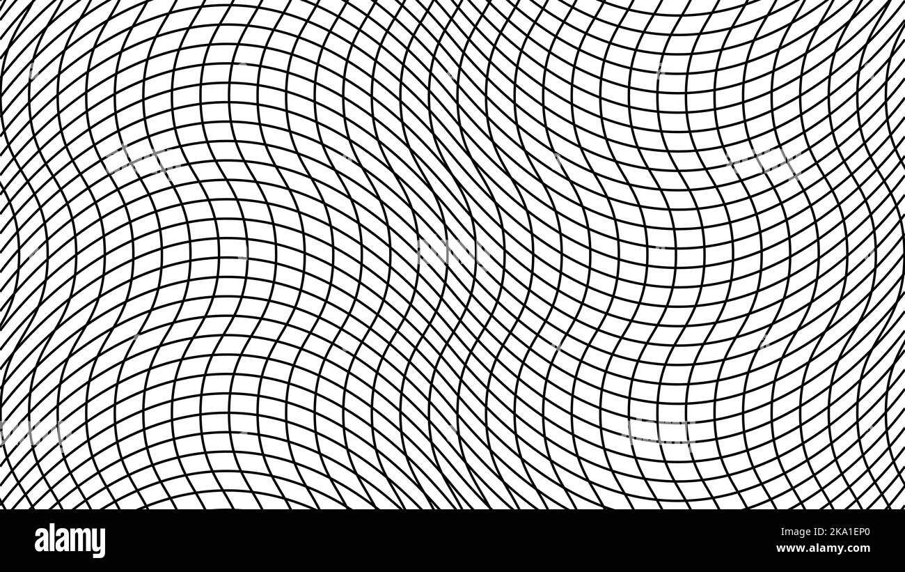 Profondeur de grille 4K, lignes de fond sportives, les carrés se croisent avec des courbes ondulées Illustration de Vecteur