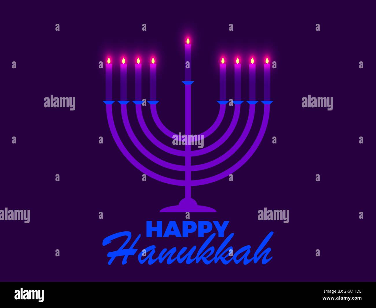 Bonne Hanoukkah. Menorah avec neuf bougies est un symbole de la fête juive. Lumière des bougies de menorah. Design pour carte de vœux, bannière et affiche. Illustration de Vecteur