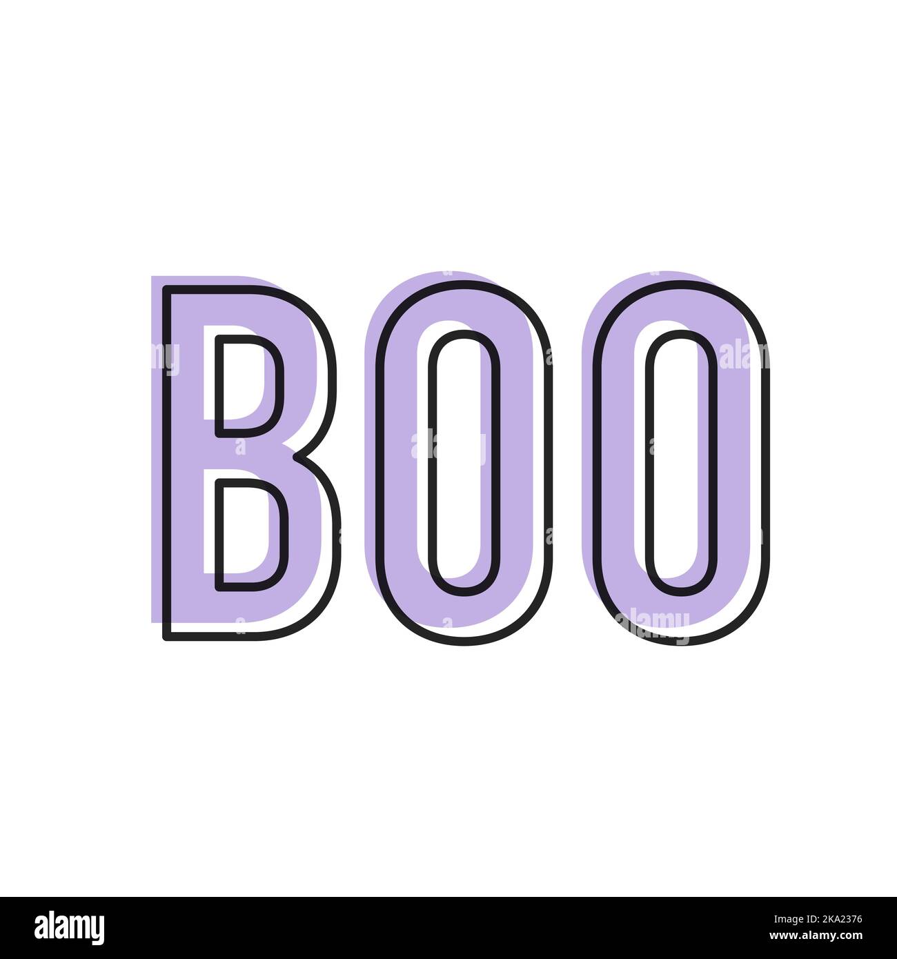 Lettrage Boo. Bonne source d'inspiration pour Halloween. Style linéaire noir et violet. Illustration vectorielle, conception plate Illustration de Vecteur