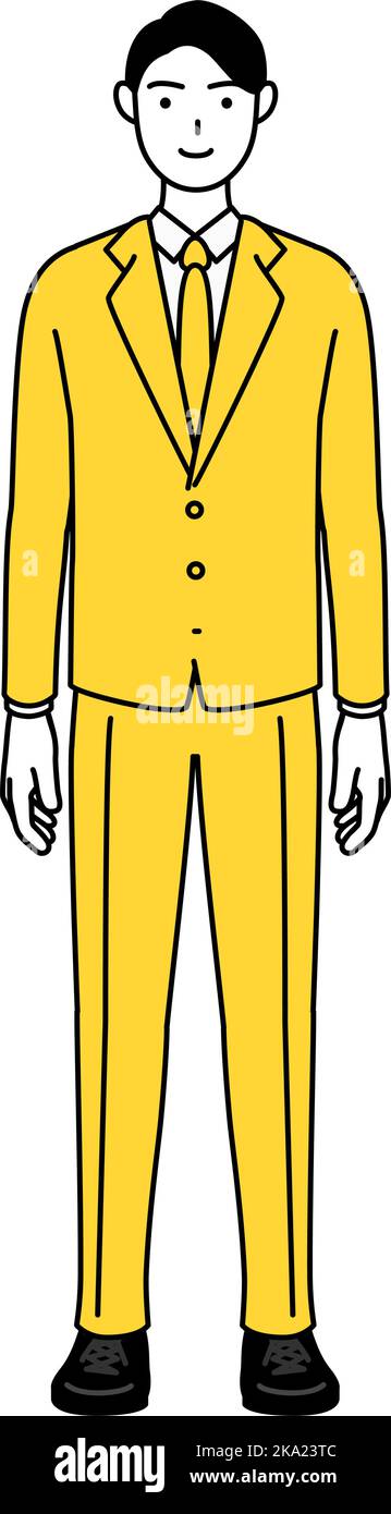 Dessin simple de ligne illustration d'un homme d'affaires dans un costume  avec ses mains repliées devant son corps Image Vectorielle Stock - Alamy