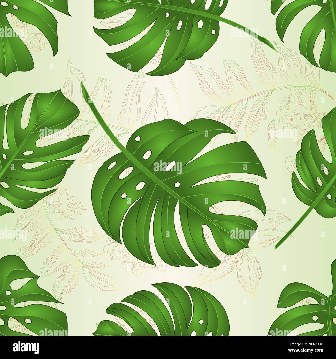 Texture sans couture la jungle tropicale de Philodendron laisse nature arrière-plan vecteur illustration modifiable main dessinée Illustration de Vecteur