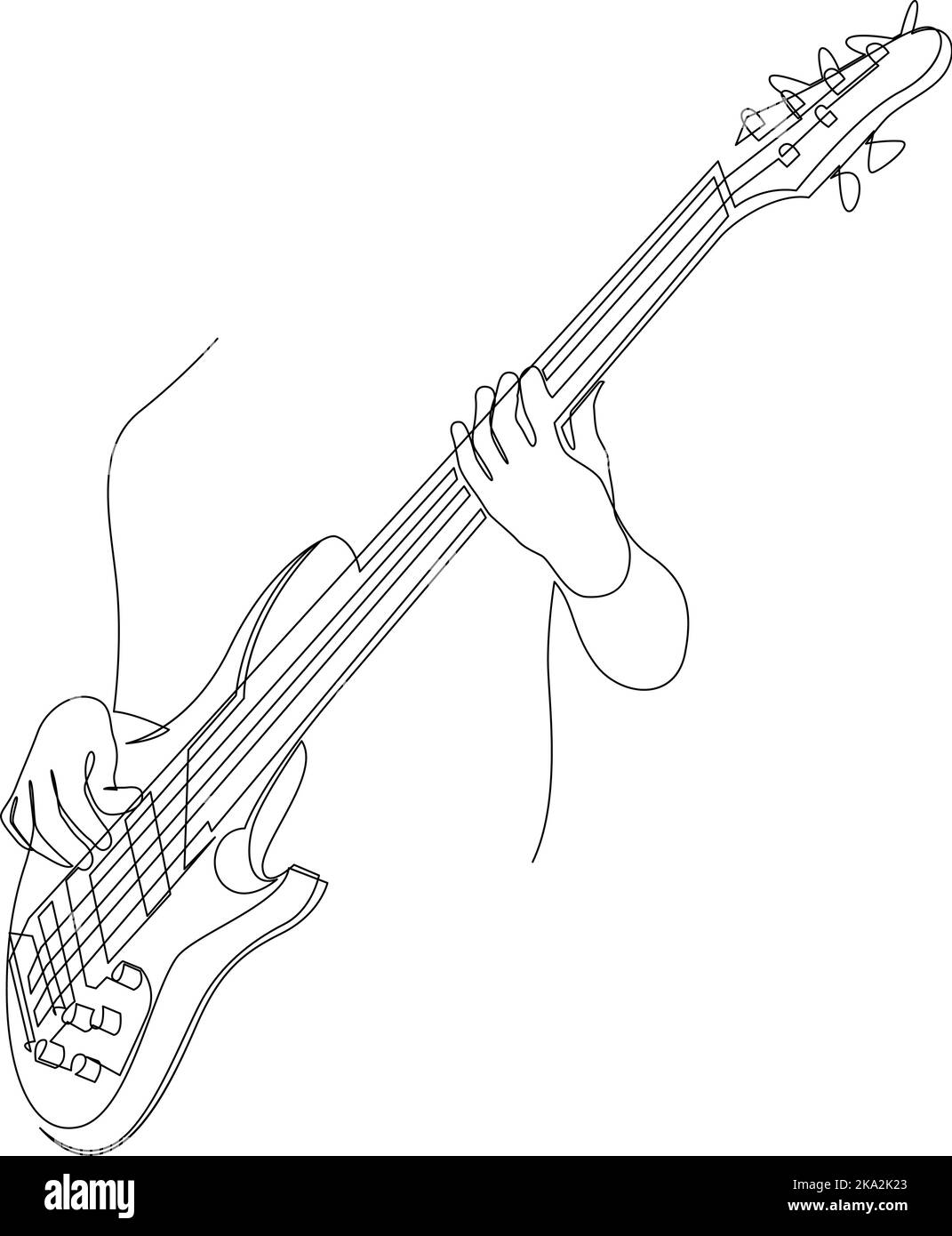 Dessin en ligne continu d'un homme jouant de la guitare musicien. Illustration vectorielle de style minimaliste Illustration de Vecteur
