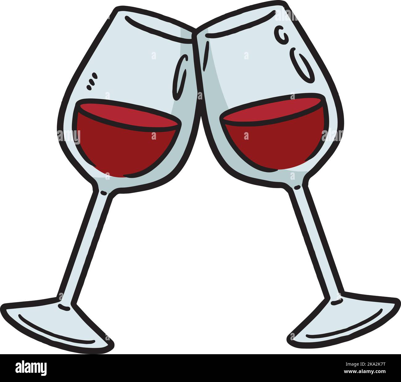 Deux verres de vin Cartoon coloré Clipart Illustration de Vecteur