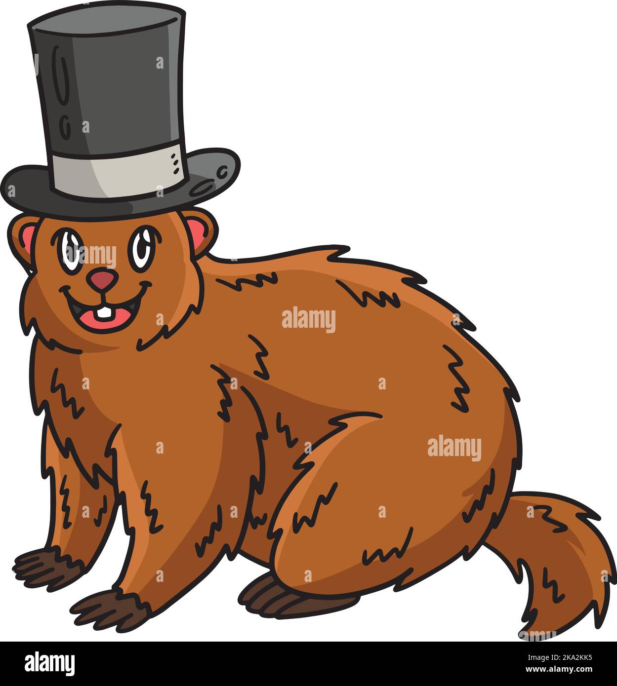 Marmotte avec chapeau de dessus, dessin animé coloré Clipart Illustration de Vecteur
