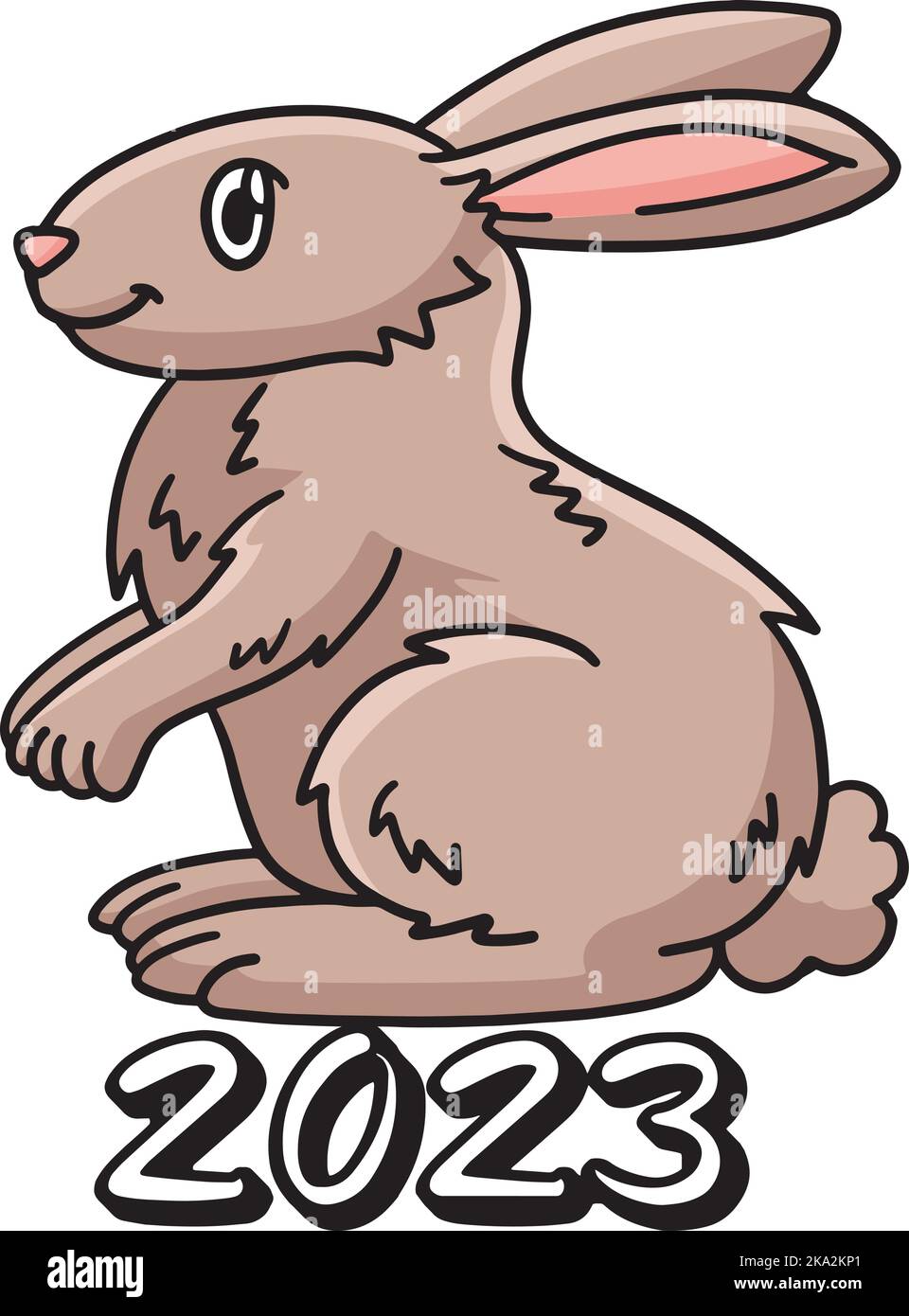 2023 année du dessin animé de lapin couleur Clipart Illustration de Vecteur