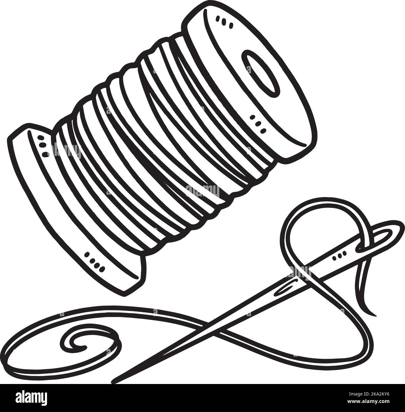 Page de coloriage isolée pour fils et aiguilles pour enfants Illustration de Vecteur