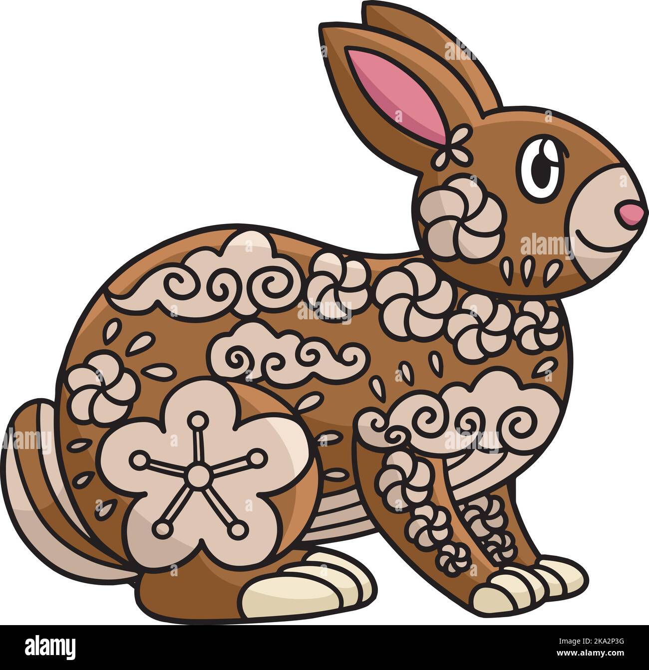 Dessin animé de lapin Mandala Clipart coloré Illustration de Vecteur