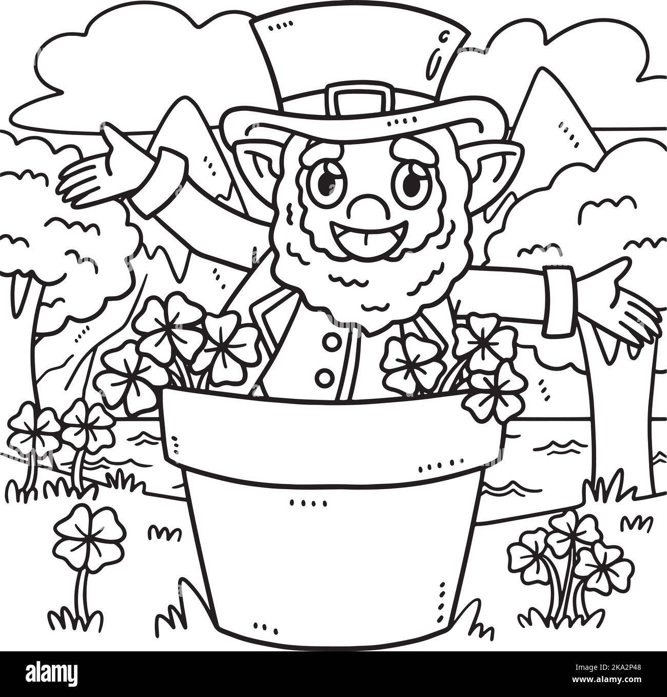 Page de coloriage de la Saint Patrick Leprechun Illustration de Vecteur