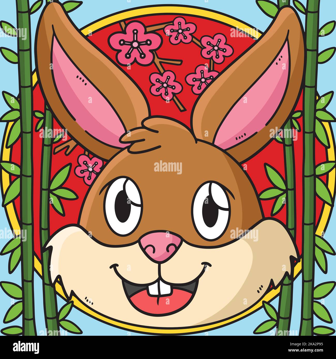 Illustration du dessin animé coloré de la tête de lapin Illustration de Vecteur
