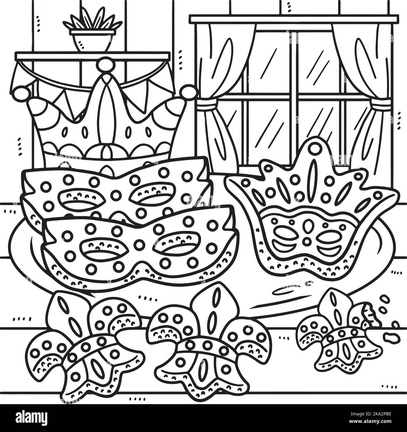 Page de coloriage des biscuits Mardi gras pour les enfants Illustration de Vecteur