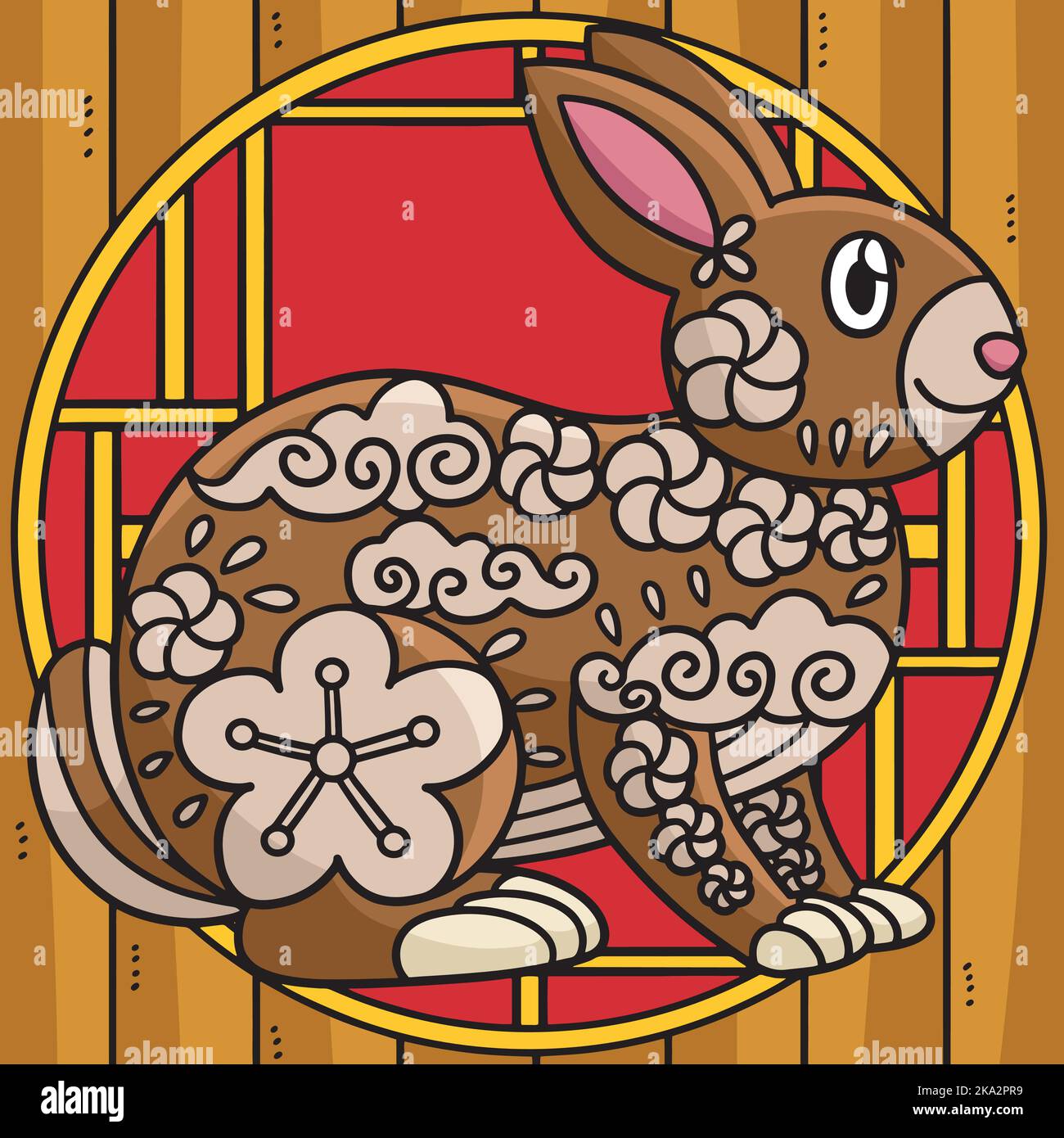 Illustration du dessin animé de couleur Mandala de lapin Illustration de Vecteur
