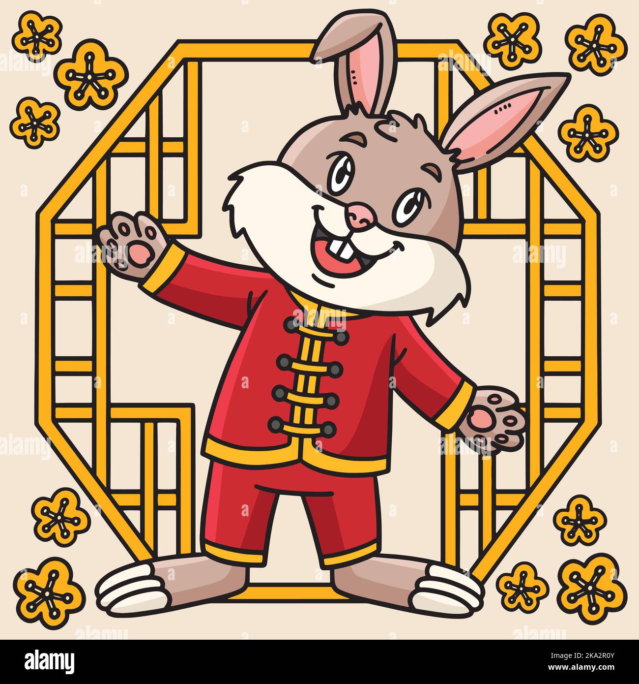 Illustration du dessin animé coloré du déguisement chinois de lapin Illustration de Vecteur
