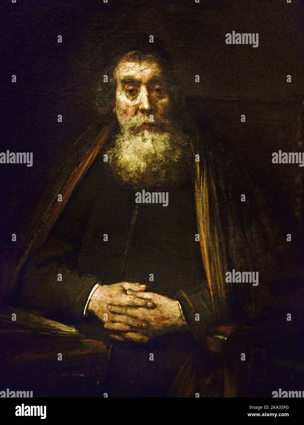 Portrait d'un vieil homme (le Vieux Rabbi) Rembrandt Harmenszoon van Rijn (Leiden 1606 – Amsterdam 1669) , The, pays-Bas, Néerlandais, 1665, Ce portrait a été créé vers la fin de la carrière artistique prolifique de Rembrandt, dont une grande partie a été consacrée à la peinture de portrait. Banque D'Images