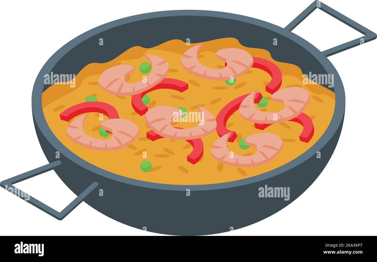 Espagne paella icône vecteur isométrique. Cuisine espagnole. Poisson cuit Illustration de Vecteur