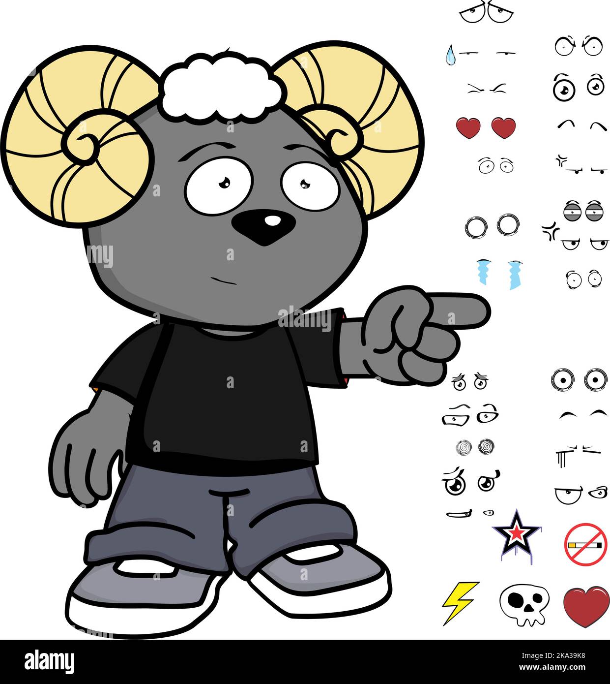 jeu d'expressions de dessin animé de personnage de gamin de ram kawaii au format vectoriel Illustration de Vecteur