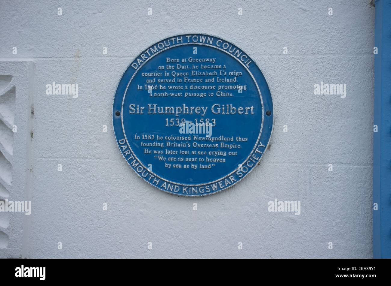 Plaque commémorant Sir Humphrey Gilbert Banque D'Images