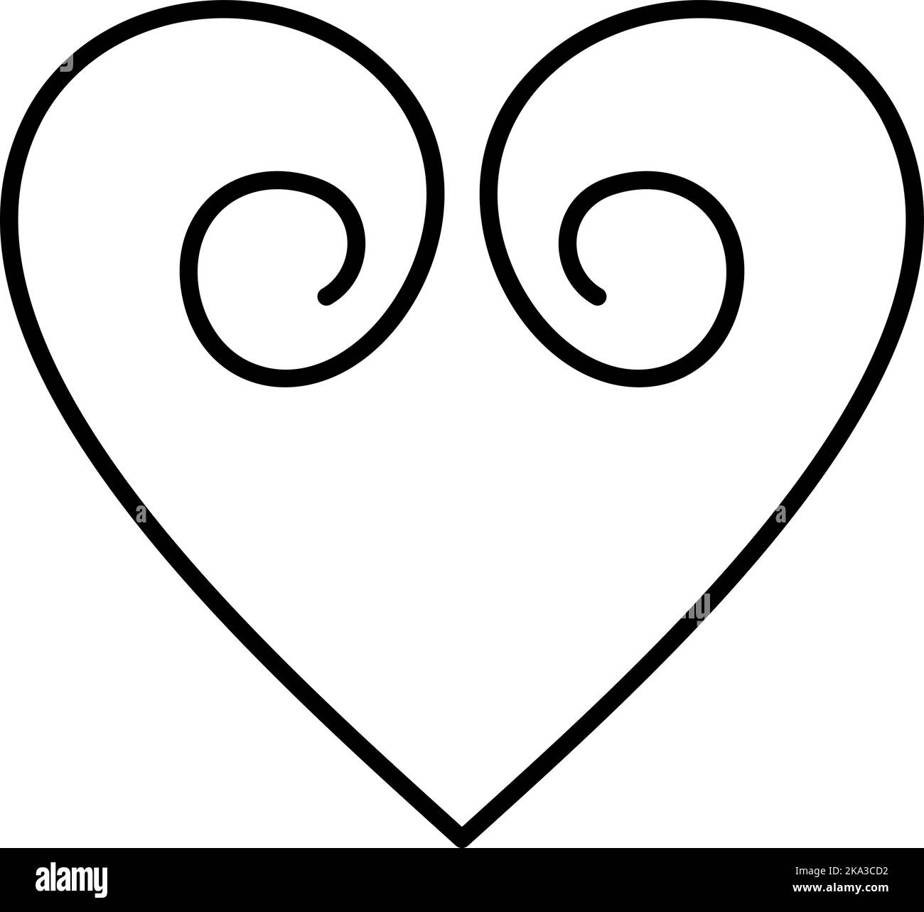 Signe du logo de noël main de l'amour monoline coeur. Couple de symboles d'illustration romantique Vector et mariage. Élément plat de conception de calligraphie de Illustration de Vecteur