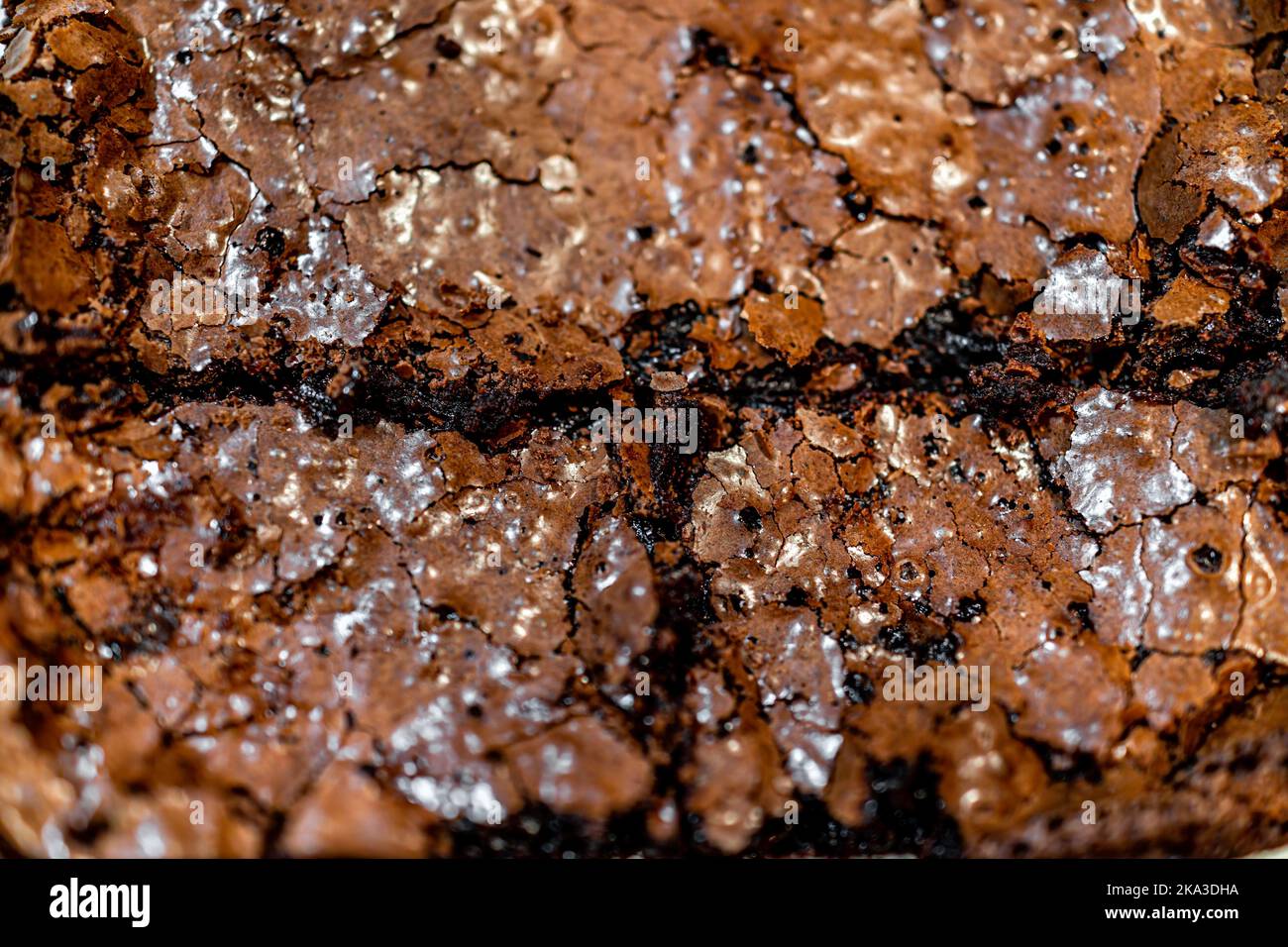 Macro-gros plan d'un morceau de gâteau au chocolat au brownie maison coupé en tranches de pain avec des crumbles Banque D'Images