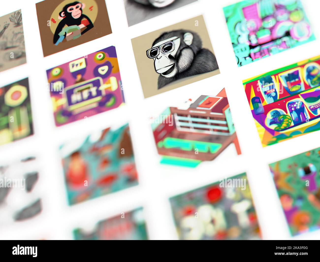 Une galerie de jetons non fongibles NFT art Banque D'Images