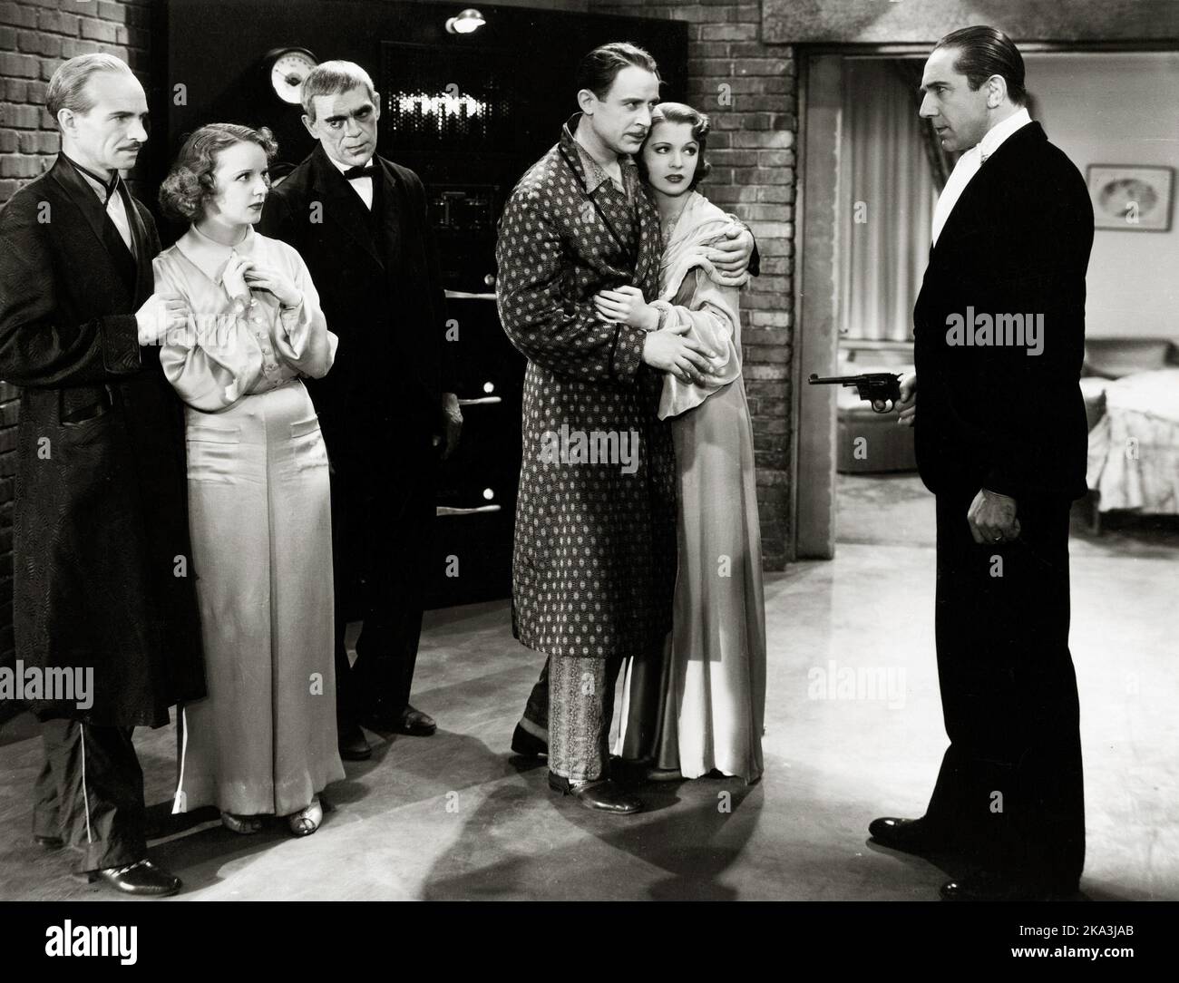 Boris Karloff, Irene Ware, Bela Lugosi, 'The Raven' (1935) Universal. (Référence du fichier THA 34408-255THA) Banque D'Images