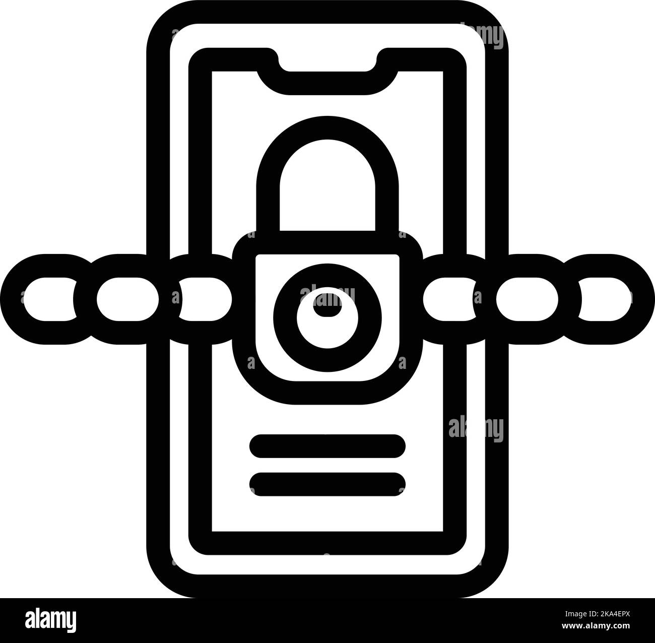 Verrouiller le vecteur de contour de l'icône du smartphone. Détox numérique. La liberté d'Internet Illustration de Vecteur