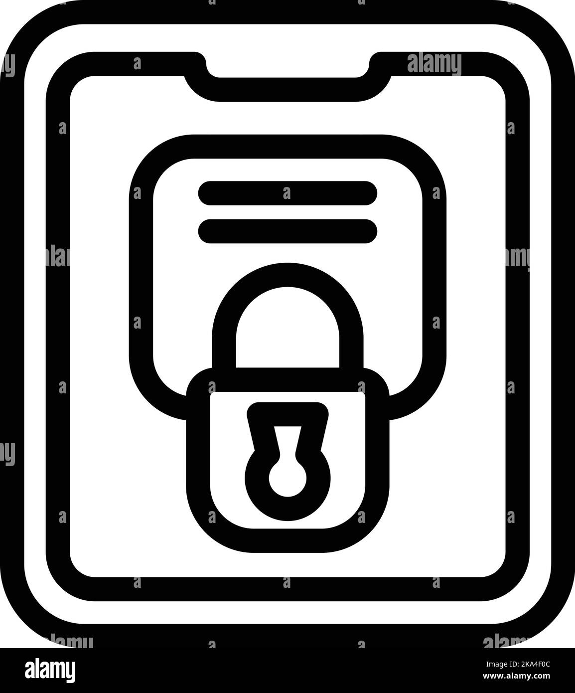 Verrouiller le vecteur de contour de l'icône de la tablette. Détox numérique. Internet mobile Illustration de Vecteur