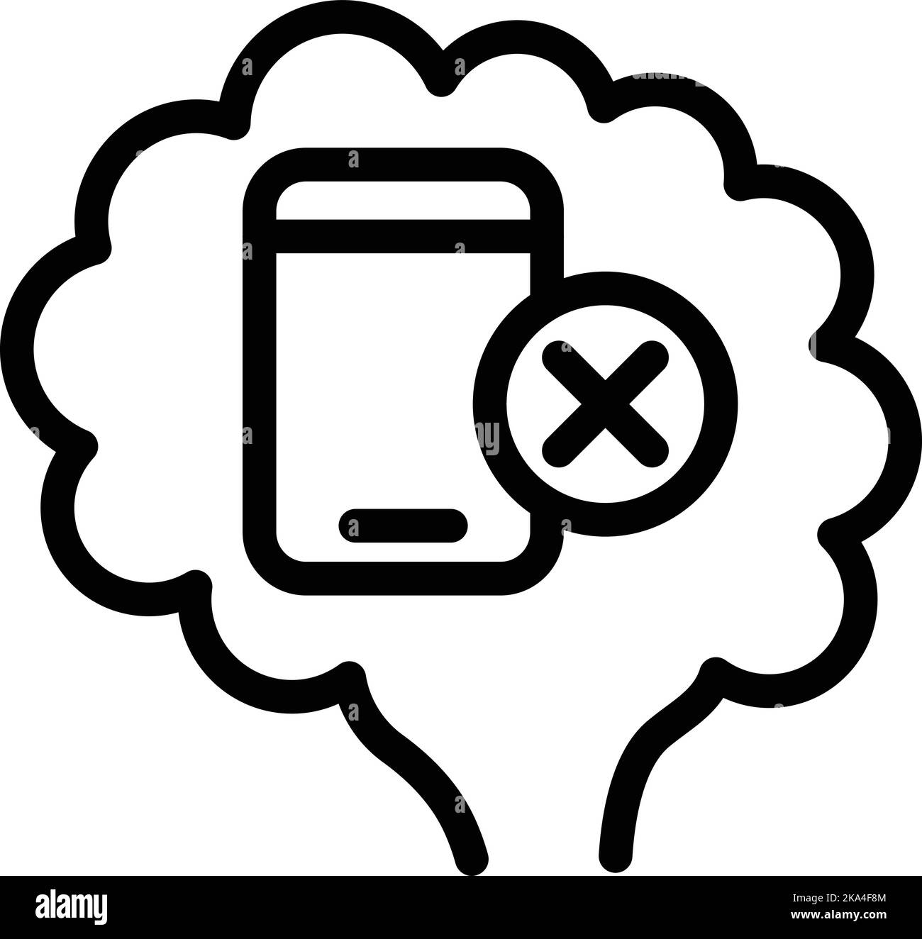 Vecteur de contour de l'icône du téléphone. Détox numérique. Médias sociaux Illustration de Vecteur