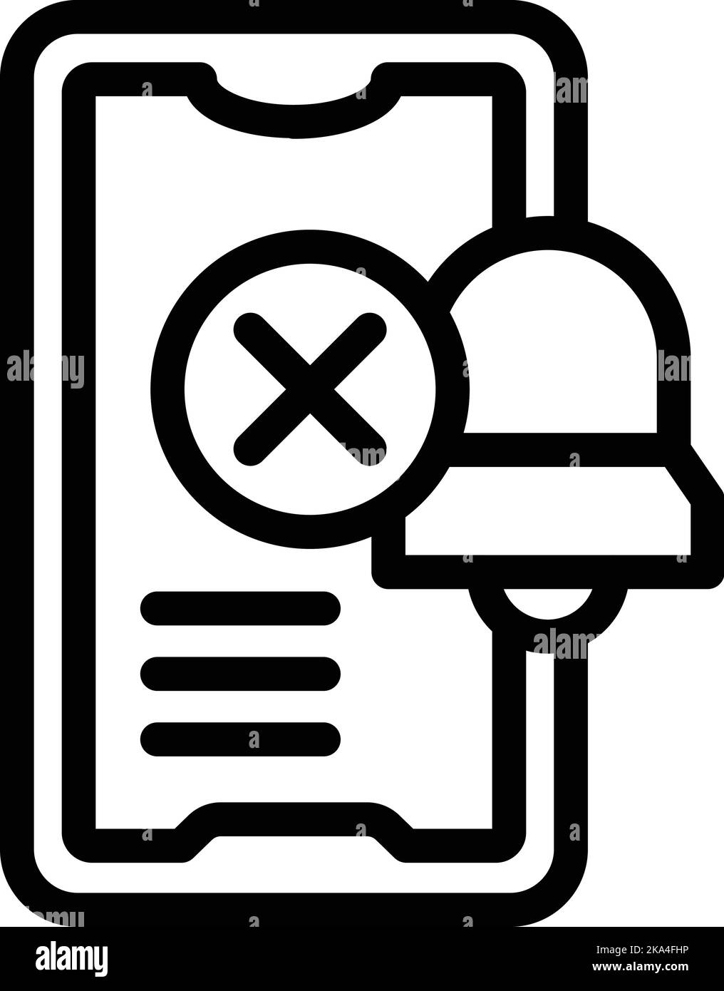 Vecteur de contour de l'icône de déconnexion du smartphone. Détox numérique. Médias sociaux Illustration de Vecteur