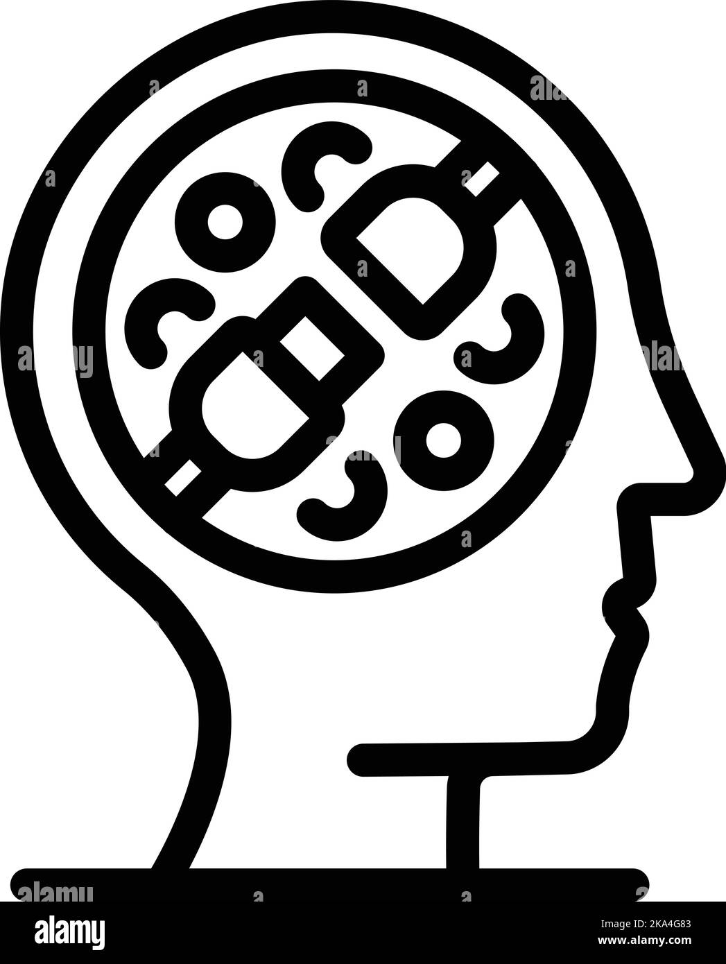 Vecteur de contour de l'icône stress mental. Médias numériques. Détox numérique Illustration de Vecteur