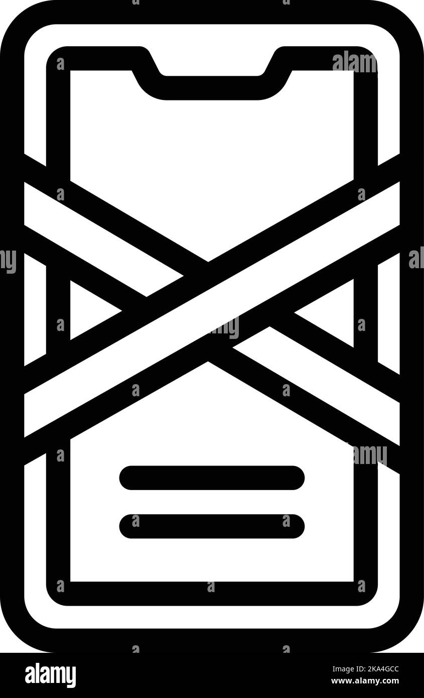 Vecteur de contour de l'icône de détox du téléphone. Médias numériques. Rupture de porte Illustration de Vecteur
