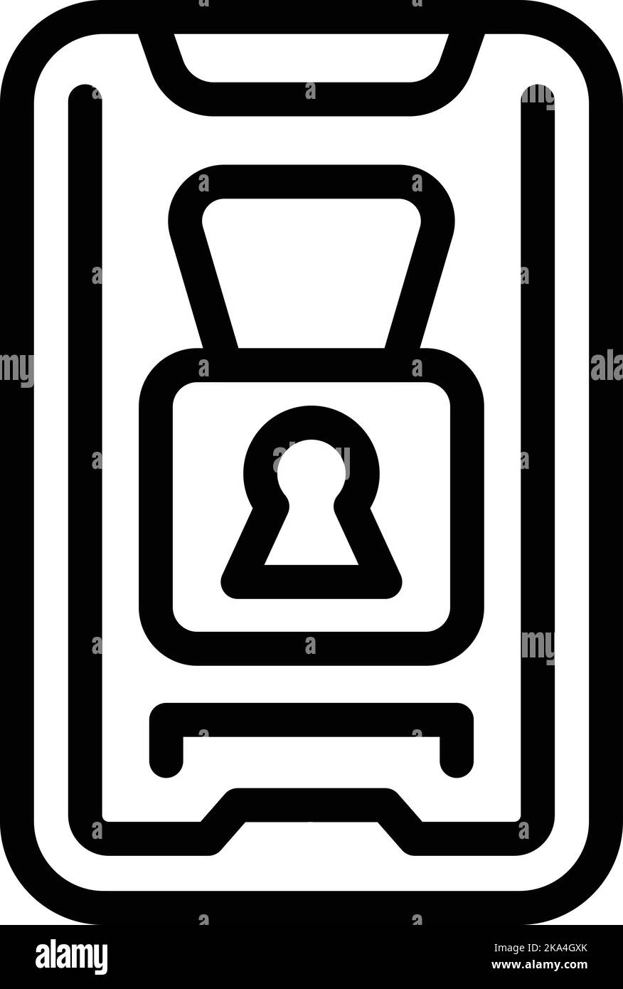 Verrouiller le vecteur de contour de l'icône du smartphone. Médias numériques. Détox en ligne Illustration de Vecteur