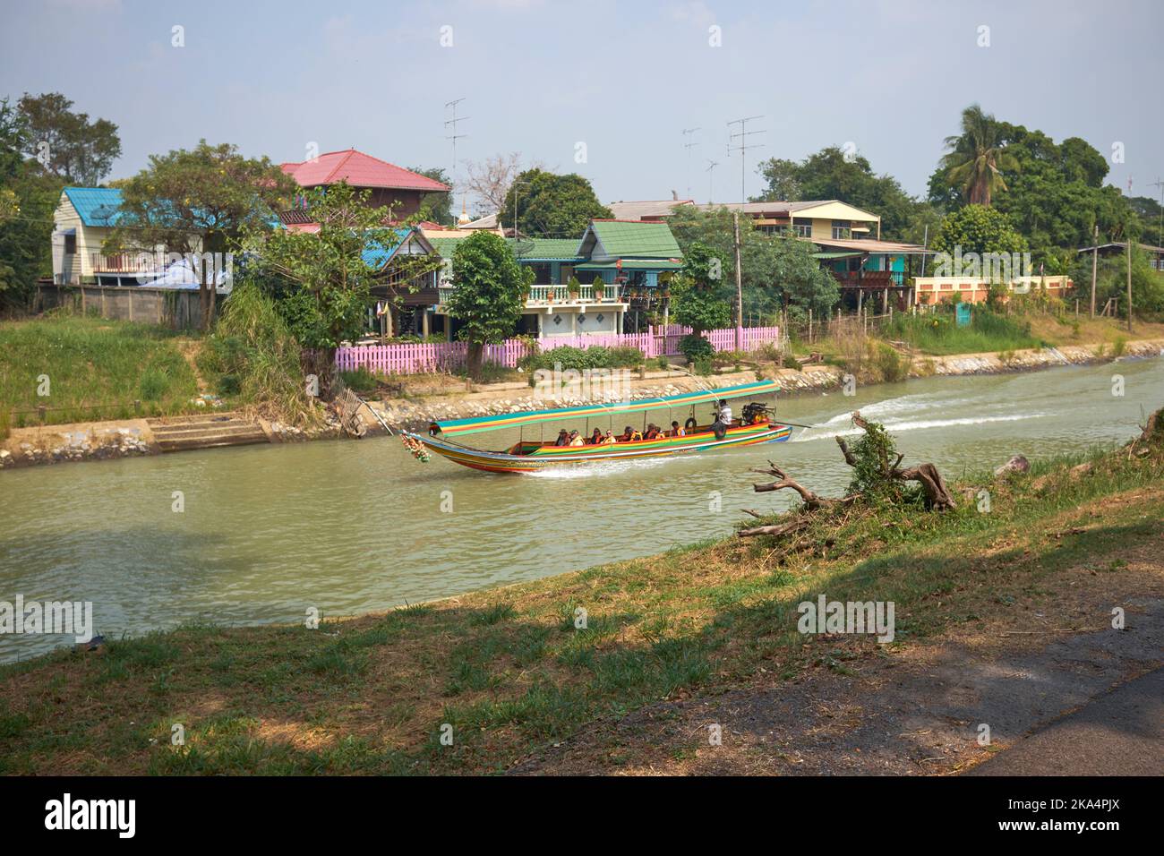 Excursion en bateau fluvial à Ayutthaya Thaïlande Banque D'Images