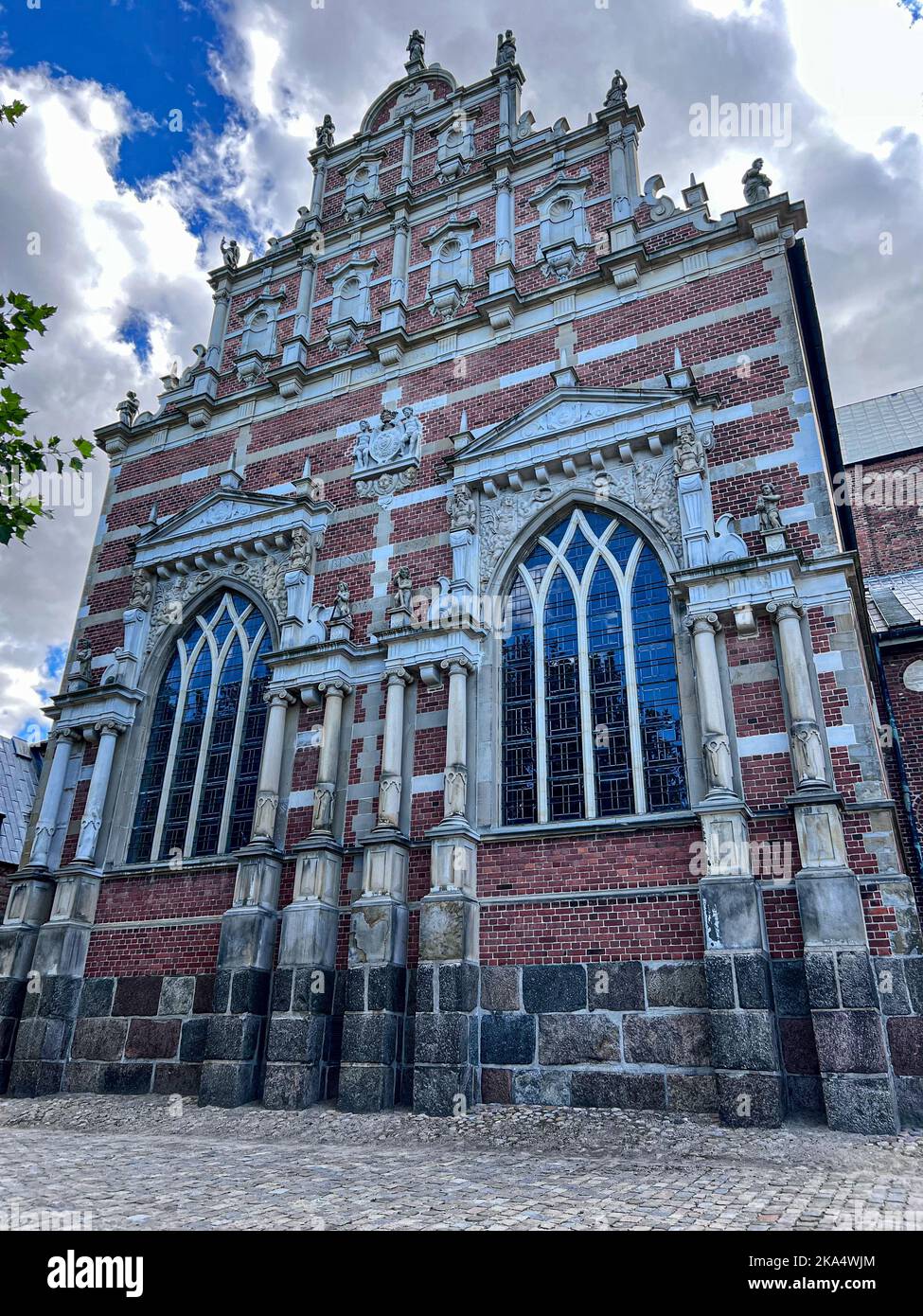 Gros plan d'un mur extérieur de la cathédrale de Roskilde, Roskilde, Zélande, Danemark Banque D'Images