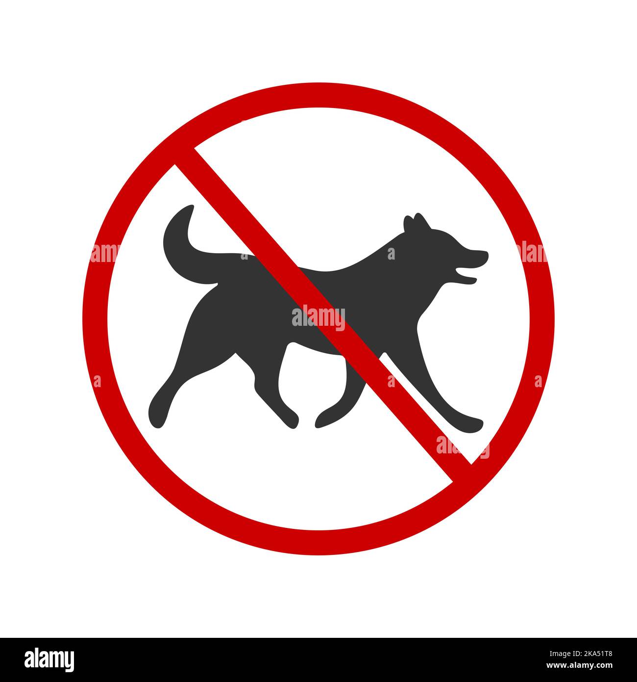 Icône aucun chien autorisé. Pictogramme de zone interdite à la marche des animaux. Symbole chiot interdit. Silhouette canine en rouge signe interdit isolé sur fond blanc. Illustration graphique vectorielle Illustration de Vecteur