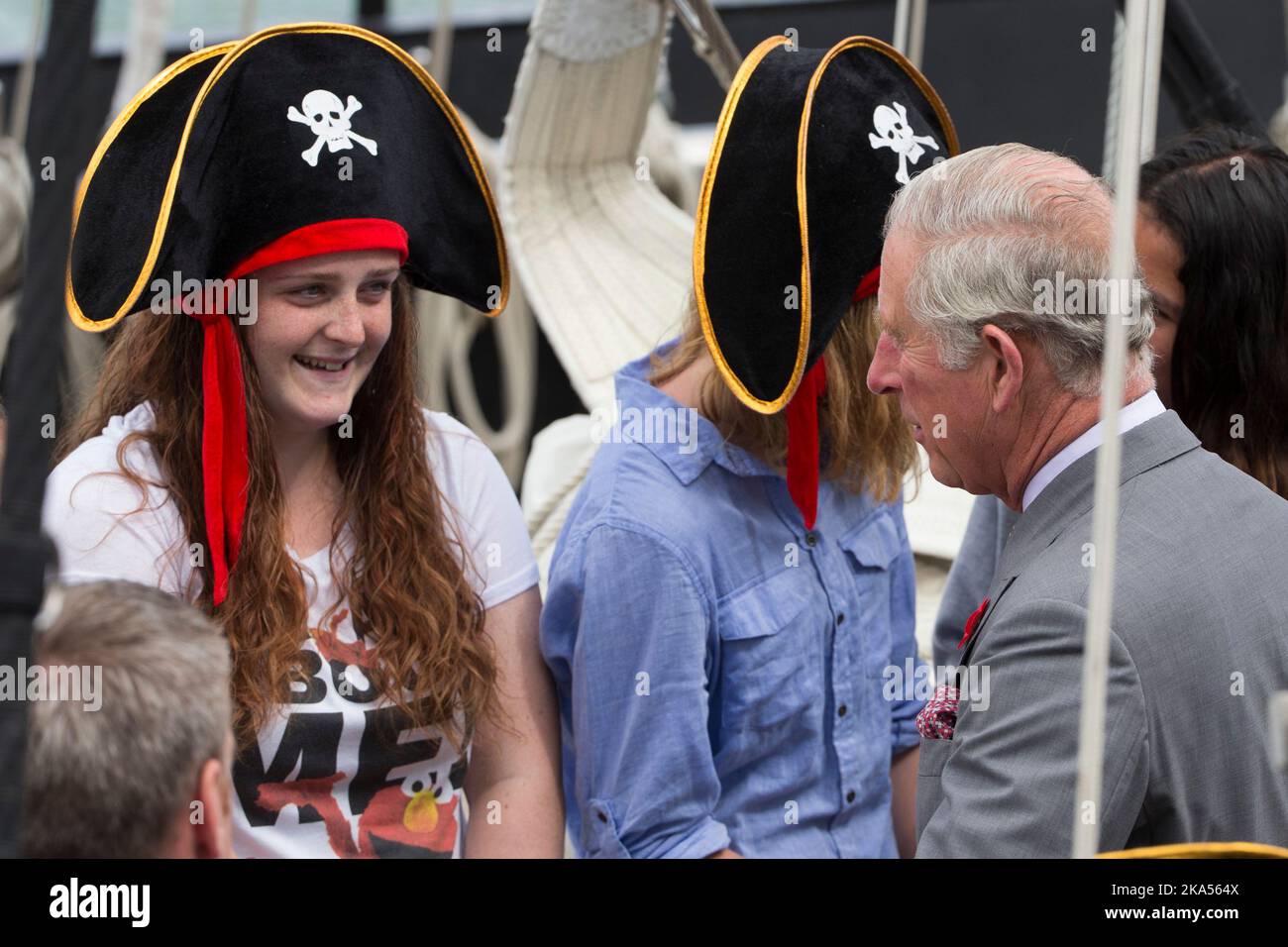 Le Prince de Galles visite le navire de formation des jeunes néo-zélandais, Spirit of New Zealand, Princes Wharf, Nouvelle-Zélande, mardi, 10 novembre, 2015. Banque D'Images