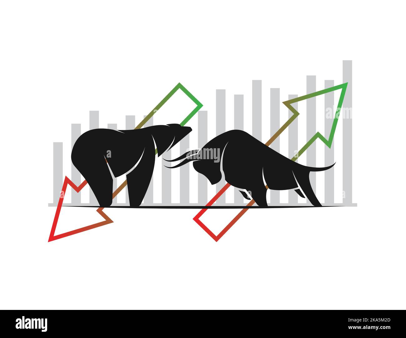 Vecteur des symboles taureau et ours des tendances boursières. Le marché en croissance et en baisse. Animaux sauvages. Illustration de Vecteur