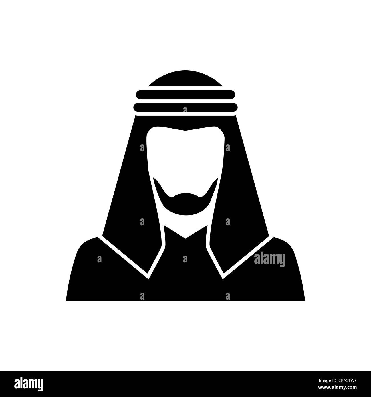 Homme dans keffiyeh icône. Illustration vectorielle noire isolée sur fond blanc pour la conception graphique et Web. Illustration de Vecteur