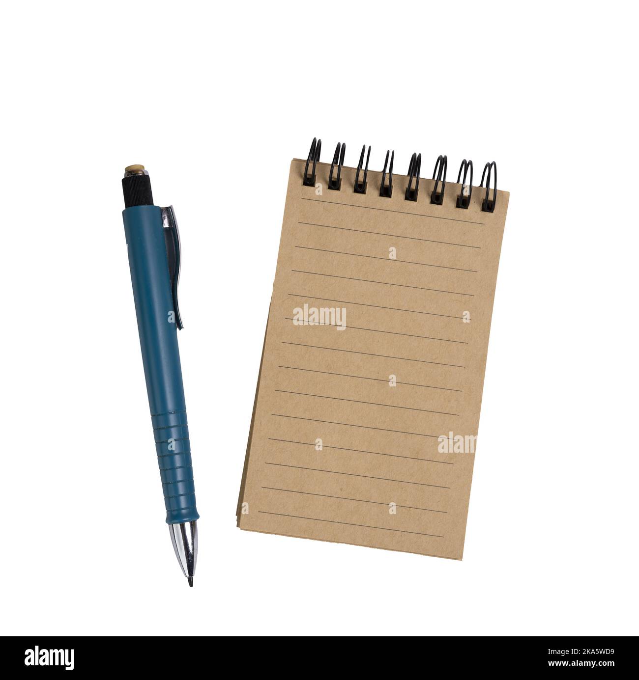 Un stylo et un bloc-notes sur fond transparent Banque D'Images